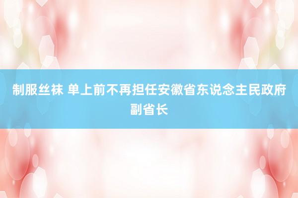 制服丝袜 单上前不再担任安徽省东说念主民政府副省长