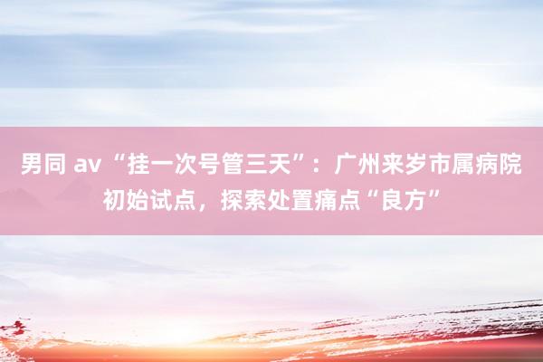 男同 av “挂一次号管三天”：广州来岁市属病院初始试点，探索处置痛点“良方”