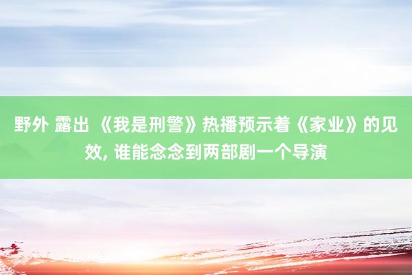 野外 露出 《我是刑警》热播预示着《家业》的见效， 谁能念念到两部剧一个导演