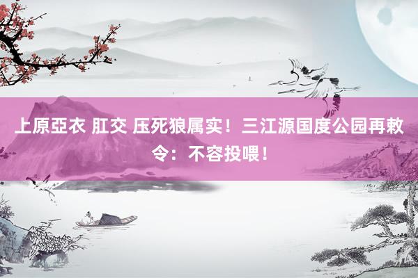 上原亞衣 肛交 压死狼属实！三江源国度公园再敕令：不容投喂！