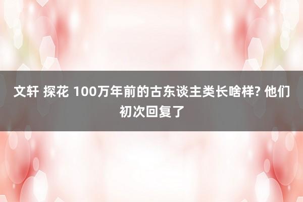 文轩 探花 100万年前的古东谈主类长啥样? 他们初次回复了