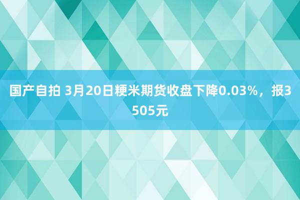 国产自拍 3月20日粳米期货收盘下降0.03%，报3505元