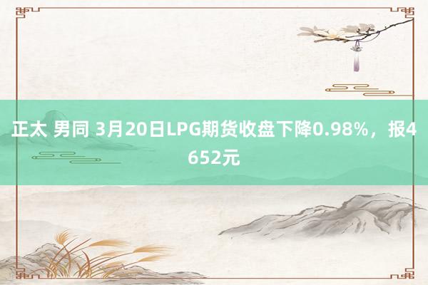 正太 男同 3月20日LPG期货收盘下降0.98%，报4652元