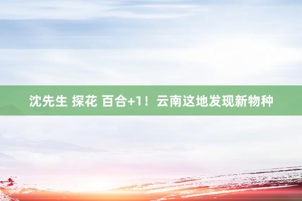 沈先生 探花 百合+1！云南这地发现新物种