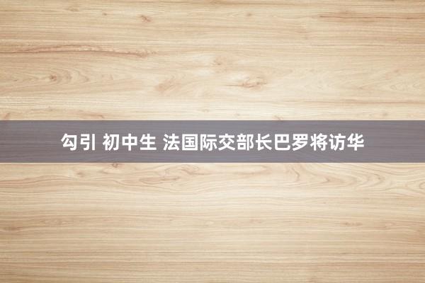 勾引 初中生 法国际交部长巴罗将访华