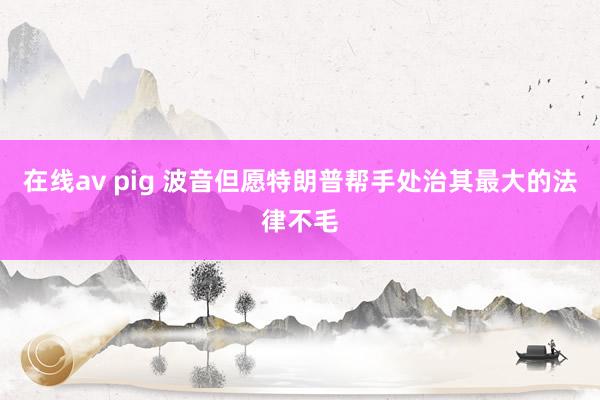 在线av pig 波音但愿特朗普帮手处治其最大的法律不毛