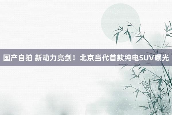 国产自拍 新动力亮剑！北京当代首款纯电SUV曝光
