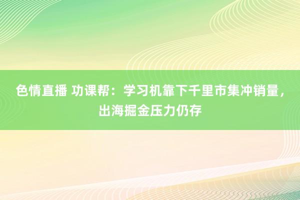 色情直播 功课帮：学习机靠下千里市集冲销量，出海掘金压力仍存