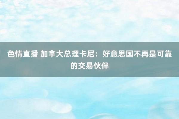 色情直播 加拿大总理卡尼：好意思国不再是可靠的交易伙伴