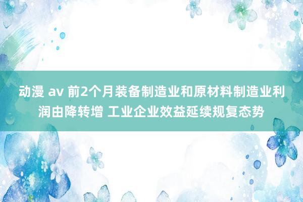 动漫 av 前2个月装备制造业和原材料制造业利润由降转增 工业企业效益延续规复态势