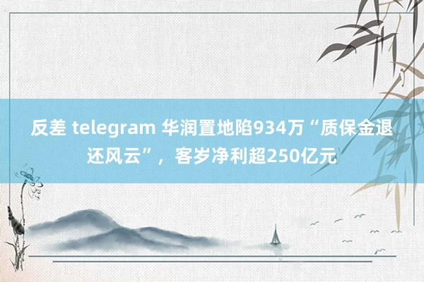 反差 telegram 华润置地陷934万“质保金退还风云”，客岁净利超250亿元