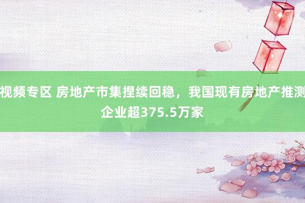 视频专区 房地产市集捏续回稳，我国现有房地产推测企业超375.5万家