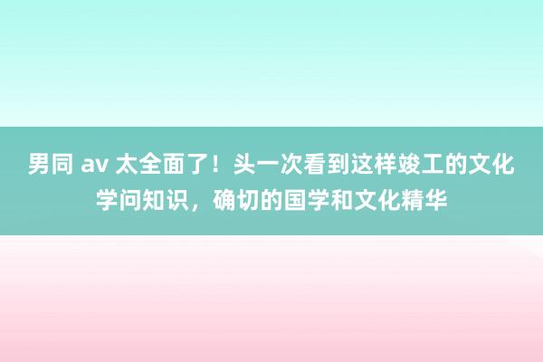 男同 av 太全面了！头一次看到这样竣工的文化学问知识，确切的国学和文化精华