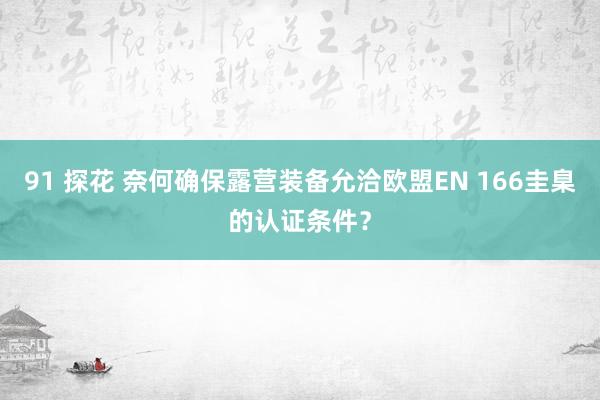 91 探花 奈何确保露营装备允洽欧盟EN 166圭臬的认证条件？