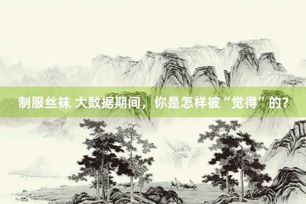 制服丝袜 大数据期间，你是怎样被“觉得”的？