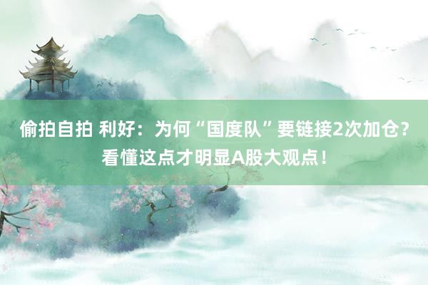 偷拍自拍 利好：为何“国度队”要链接2次加仓？看懂这点才明显A股大观点！
