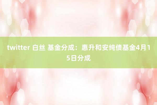 twitter 白丝 基金分成：惠升和安纯债基金4月15日分成
