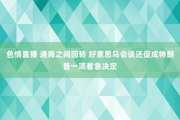 色情直播 通宵之间回转 好意思乌会谈还促成特朗普一项着急决定