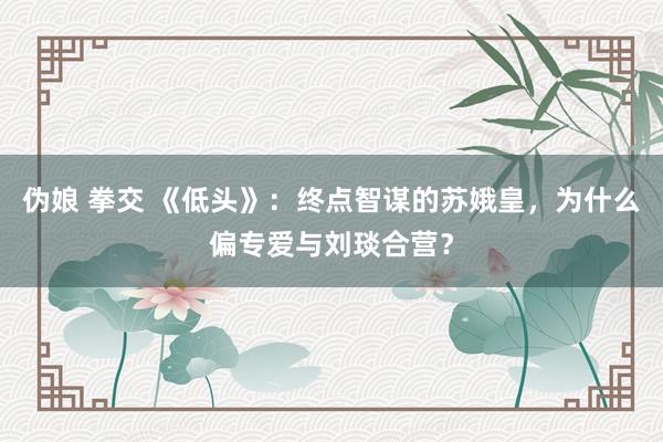 伪娘 拳交 《低头》：终点智谋的苏娥皇，为什么偏专爱与刘琰合营？